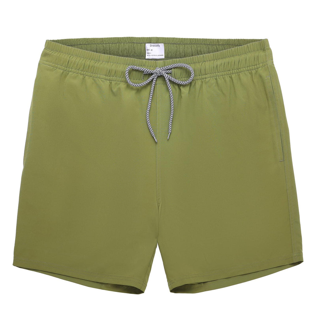 Dresofu Mens Swim Trunks Quick Dry Swim Shorts with Mesh Lining Funny Swimwear Bathing Suits Khaki