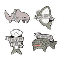 4 Pcs Cute Marine Animal Enamel Pins Metal Help Me I Am Tired And Depressed Shark Cartoon Pin Badge Backpack Denim Brooch For Friends