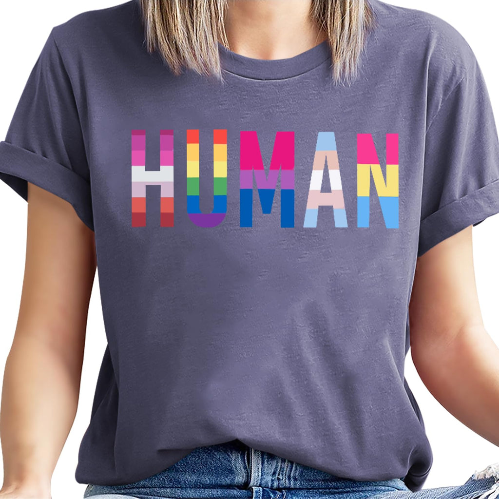 Pride Shirts Women Human Rainbow Tee Shirt LGBT T-Shirt LGBTQ Equality Short SleeveTops