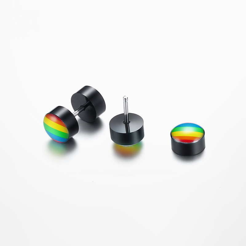 Rainbow Pride Stainless Steel LGBT Round Earrings