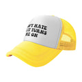Dont Hate Me It Turns Me On Funny Adjustable Mesh Trucker Hat for Adults Unisex Classic Hats Fishing Caps Yellow