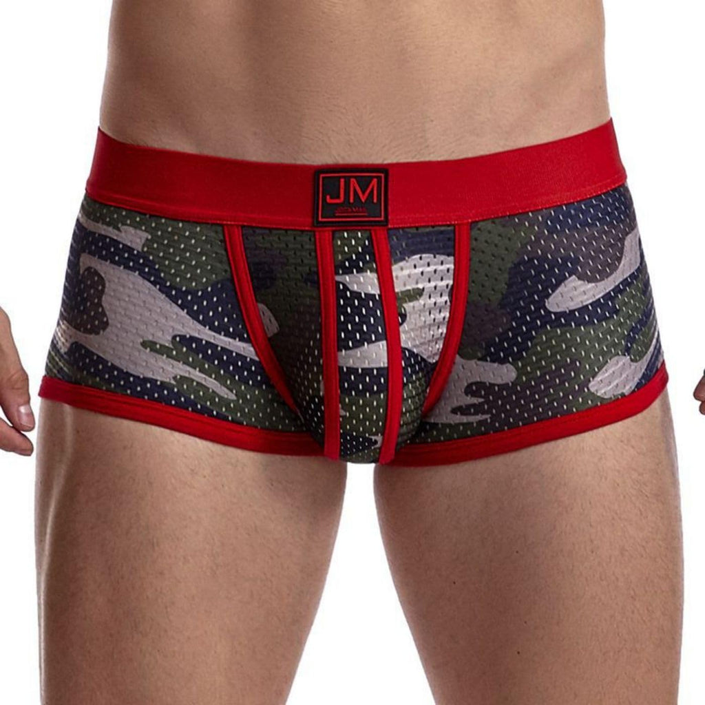 JOCKMAIL Mens Boxer Briefs Classic Printed Camouflage Men Underwear Panties (463-Red M)