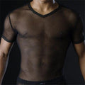 Transparent Mesh Short Sleeve Fashion Top for Men