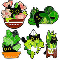 Mabor 5Pcs Funny Animal Enamel Brooch Pins Badges Cat Enamel Pins Set Cartoon Lapel Badges for Women Girl Cute Black Cat Pins for Bags Clothing