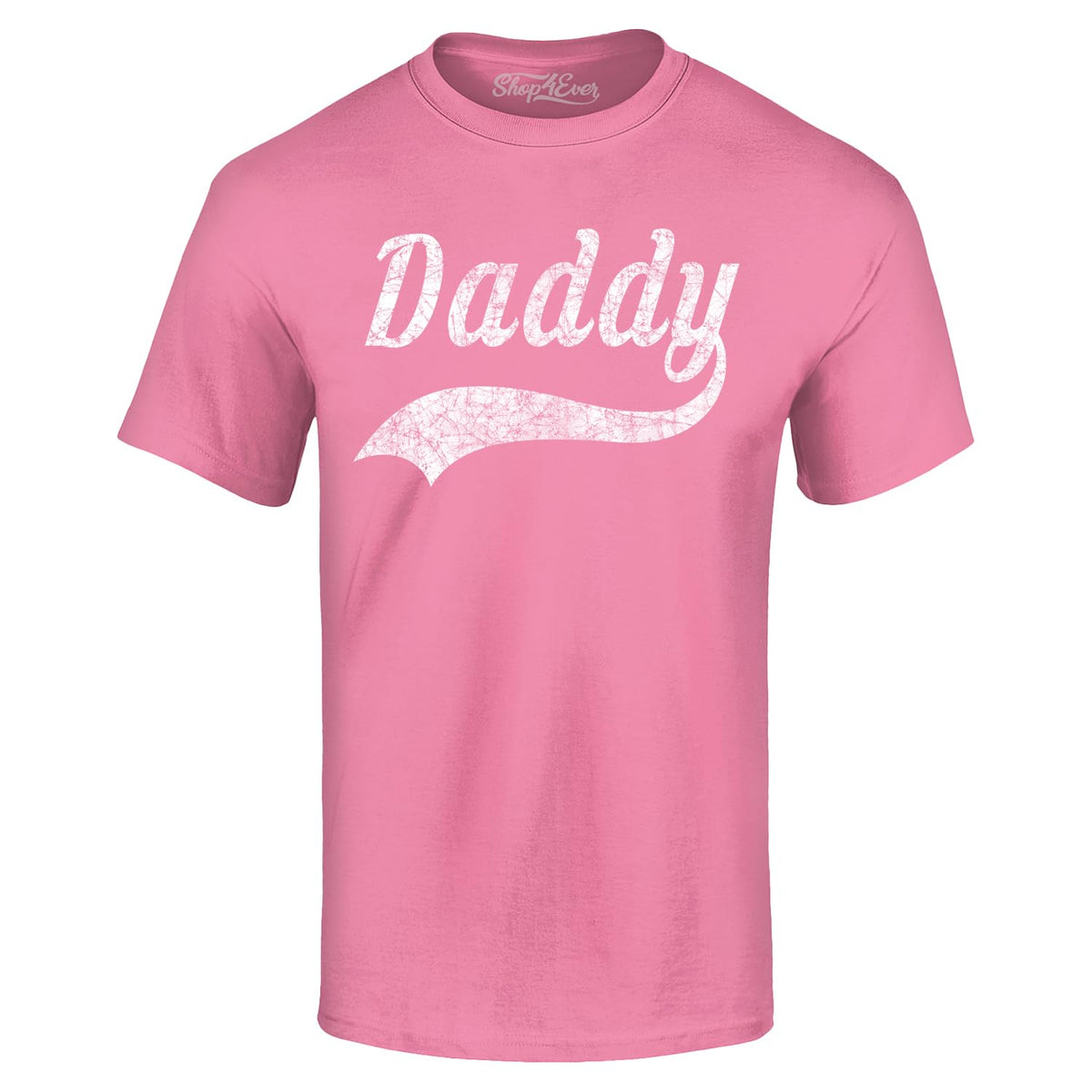 Daddy Distressed Classic Baseball Style T-Shirt Dad Shirts Medium Azalea Pink