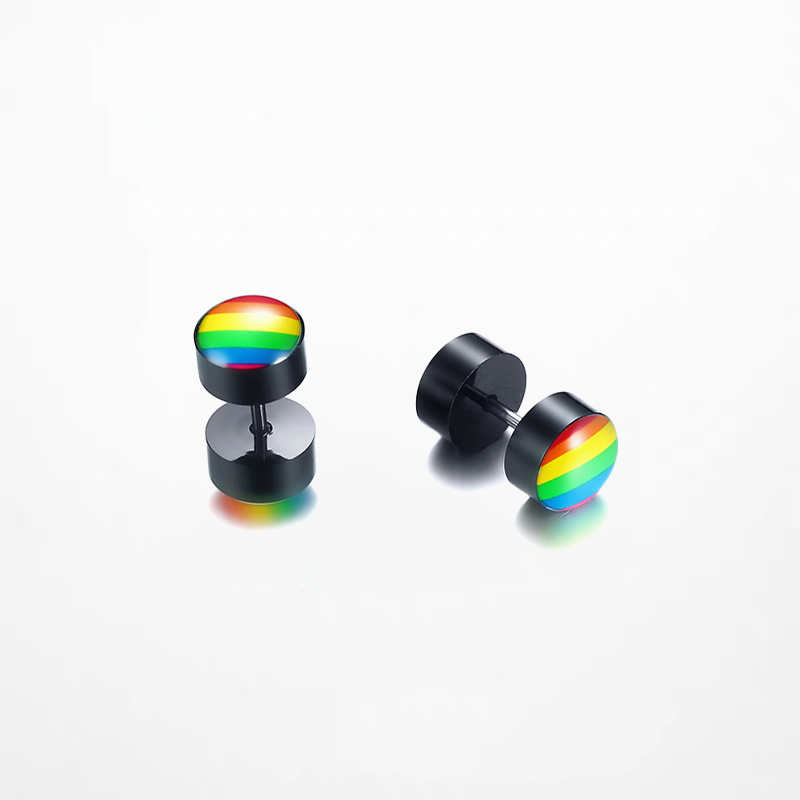 Rainbow Pride Stainless Steel LGBT Round Earrings