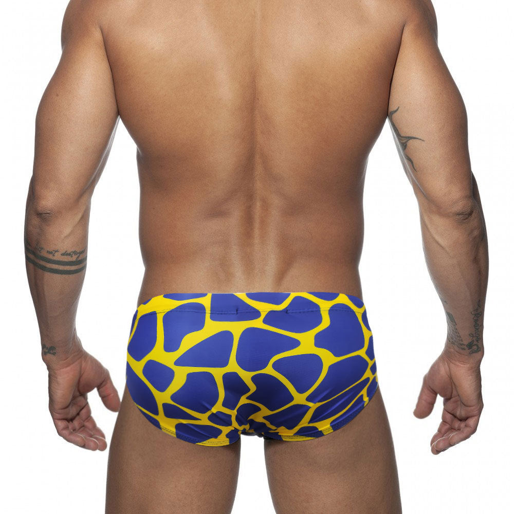 Men's Triangular Swim Trunks with Irregular Print Design