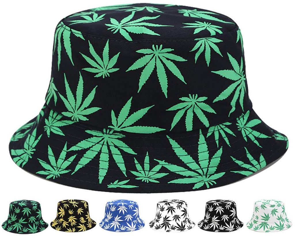 Reversible Bucket-Hat Marijuana-Cannabis Weed Foldble Fisherman Hat Packable
