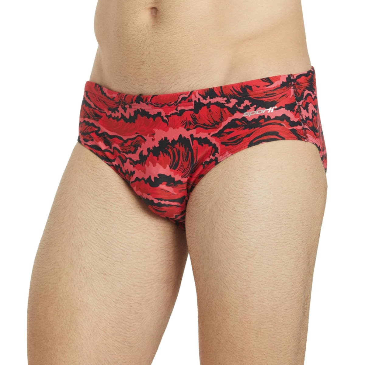 Sporti Mens New Waves Brief Swimsuit - Red - 34