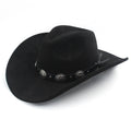 LIDHAY Cowboy Hat for Women and Men Western Suede Hat Wide Brim Cowboy Cowgirl Hat 726XG Black