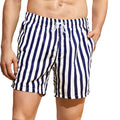 MADHERO Mens Swim Trunks Short Bathing Suit with Mesh Lining Swimming Shorts White Striped Size 2XL