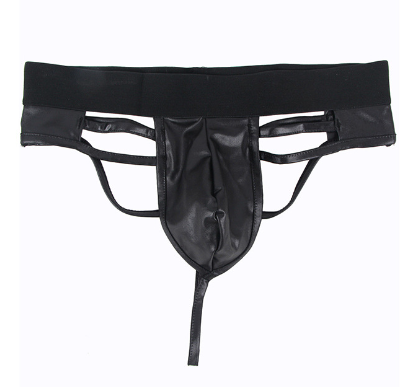 Men's Leather Sexy Underwear with Lace and Mirror Finish