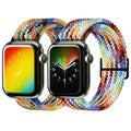 Adjustable Braided Solo Loop Band Compatible with Apple Watch 38mm 40mm 41mm 42mm 44mm 45mm Elastic Strap Sport Wristbands for iWatch Series 7 6 5 4 3 2 1SE 2 Packs (42mm/44mm/45mm Rainbow+Pride Edition)