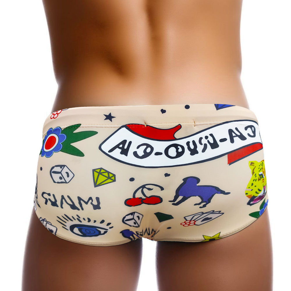 Men's Swimming Trunks with Leopard Print Design