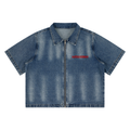 Unisex Vintage Washed Full-Zip Denim Shirt