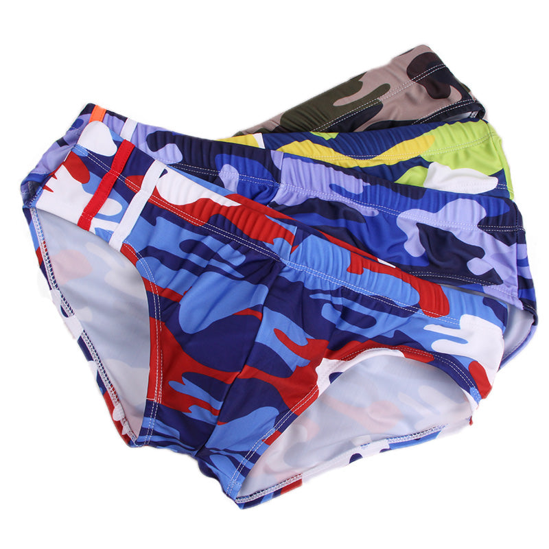 Men's Low Waist Camouflage Swim Briefs and Trunks