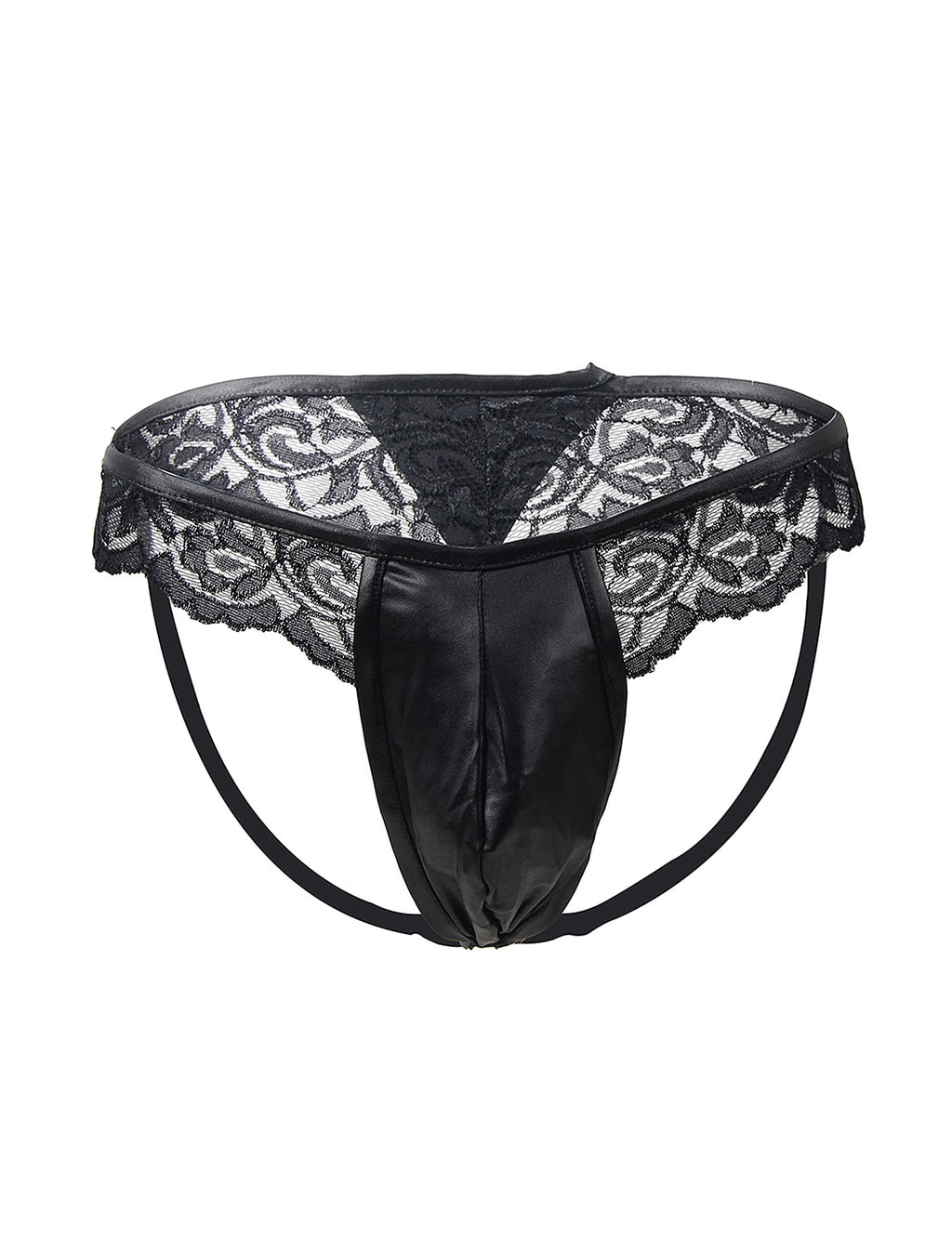 ohyeahlady Mens Lace Thong Sexy Panties Underwear with Soft Pouch G-strings Black Lingerie for Men Bikini Briefs S