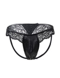 ohyeahlady Mens Lace Thong Sexy Panties Underwear with Soft Pouch G-strings Black Lingerie for Men Bikini Briefs S