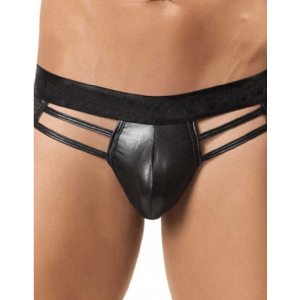 Men's Leather Sexy Underwear with Lace and Mirror Finish