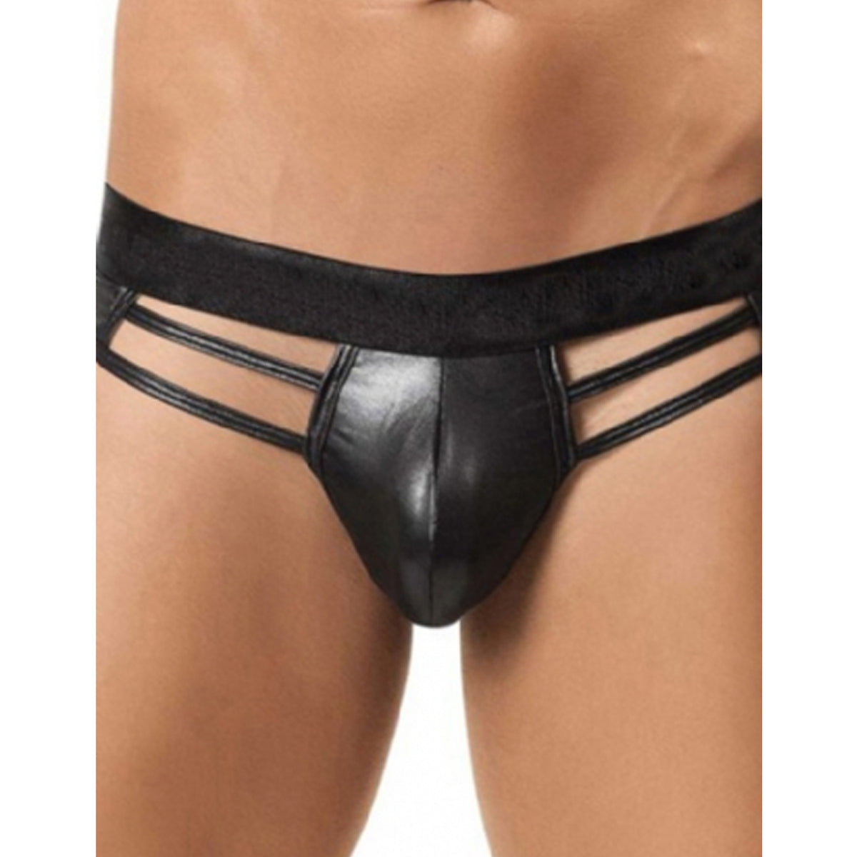Men's Leather Sexy Underwear with Lace and Mirror Finish