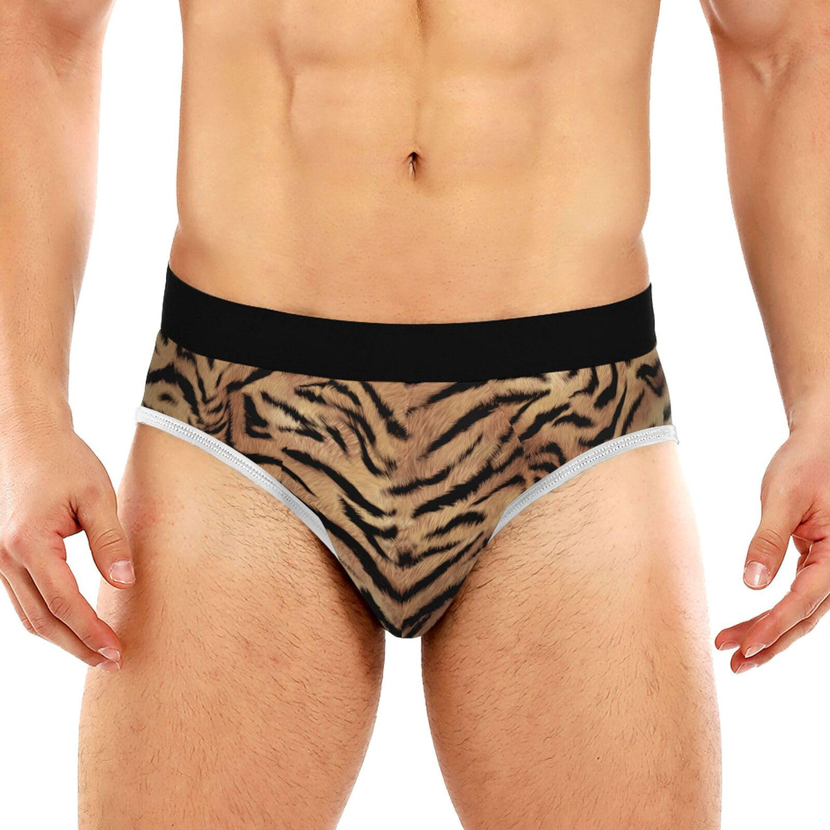 JHKKU Mens Tiger Print Underwear Brief Comfort Soft Stretch Classic Fit Print Briefs with Contour Pouch X-Large