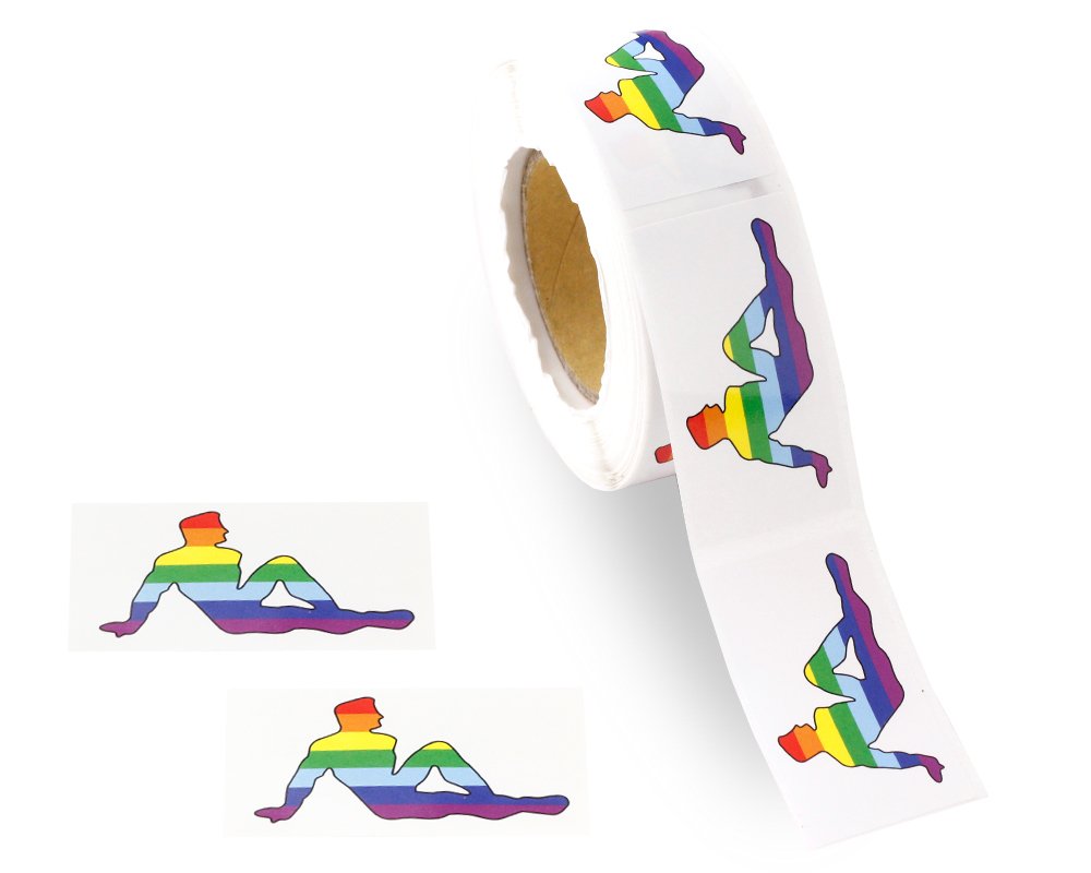 250 Rainbow Mudflap Guy Stickers for Gay Pride Lesbian Pride Transgender Pride LGBTQ Awareness - Rainbow Man Shaped Flag Stickers - Great for Fundraising Events and Marches