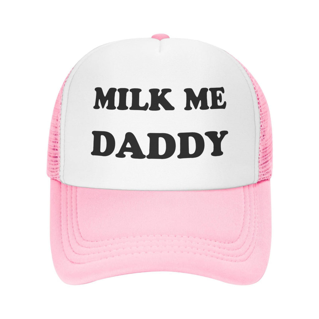 Milk Me Daddy Hat Funny Trucker Hats Adjustable Classic Fishing Cap for Men and Women Pink