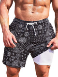 Floerns Mens Swim Trunks with Compression Quick Dry Shorts Swim Board Shorts Black XXL