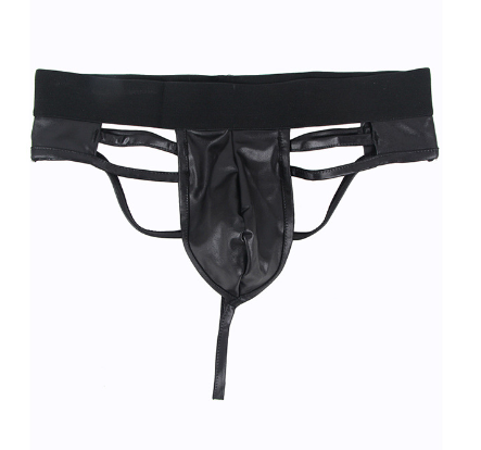 Men's Leather Sexy Underwear with Lace and Mirror Finish
