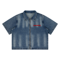 Unisex Vintage Washed Full-Zip Denim Shirt