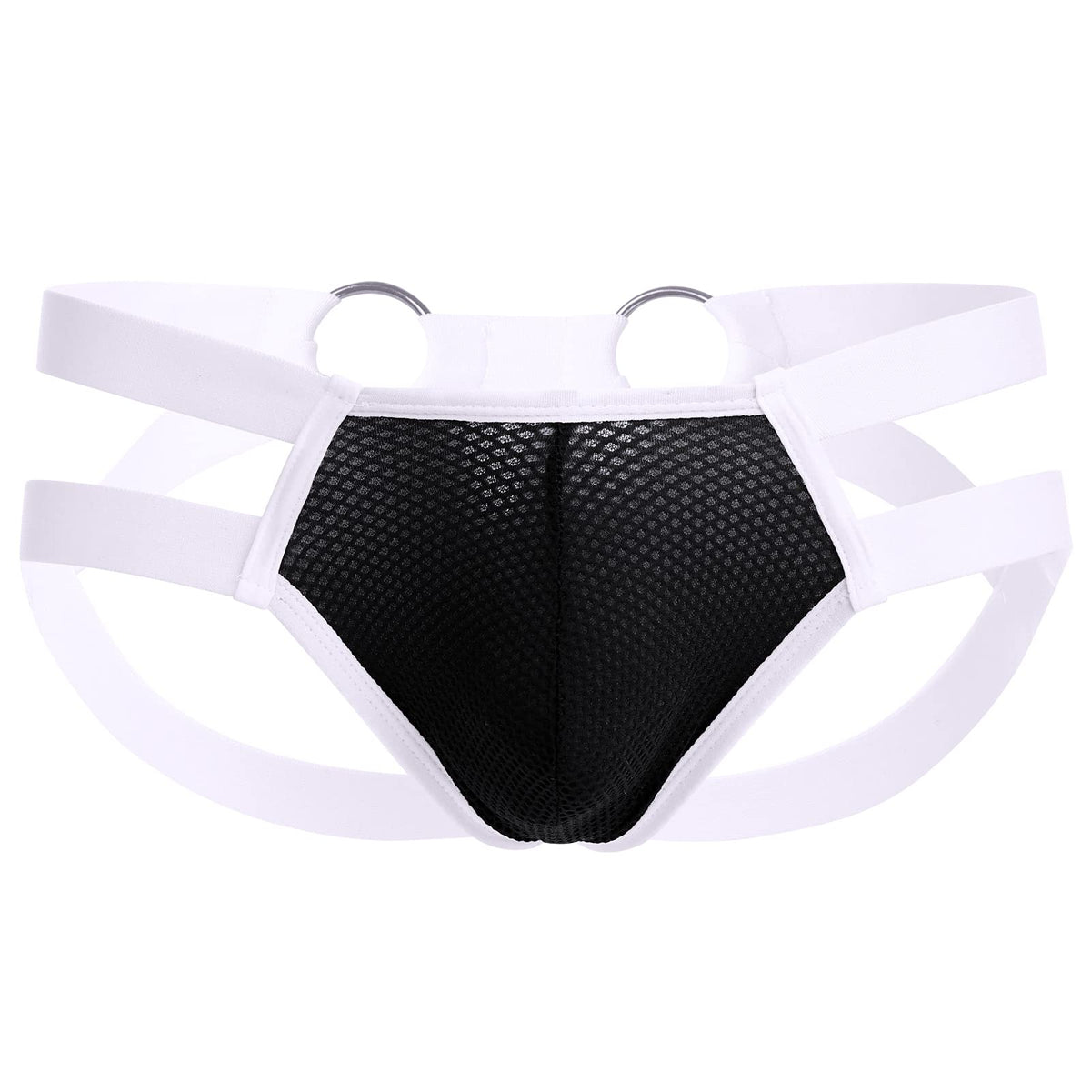 Mens Jockstrap Underwear Sexy Low Waist Mesh Breathable Athletic Supporter Jock Straps Spandex Hollow Backless Hot Male Underpants Black X-Large