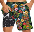 Tropical Hawaiian Mens Swim Trunks with Compression Liner 7 Inch Swimming Trunks Men Bathing Suits Board Shorts 3XL