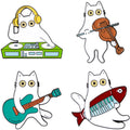 Cute Enamel Pins for Backpacks Kawaii Anime Soot Sprites Cat Frog Cartoon Pins for Kids Lapel Pin Set Badges for DIY Clothing Bags Jackets Jewelry Accessory Decoration Gift (4 Pieces Cat Band)