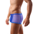 SUMABA Mens See Through Mesh Underwear Sexy Lace Boxer Briefs with Bulge PouchBlue XL