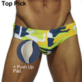 Men's Low Waist Camouflage Swim Briefs and Trunks